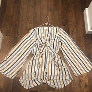 Stripped long sleeve romper